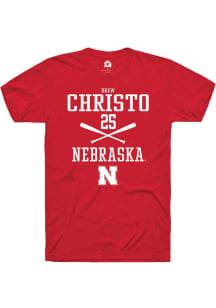 Drew Christo Red Nebraska Cornhuskers NIL Sport Icon Short Sleeve T Shirt