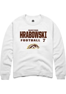 Mareyohn Hrabowski Rally Mens White Western Michigan Broncos NIL Stacked Box Crew Sweatshirt