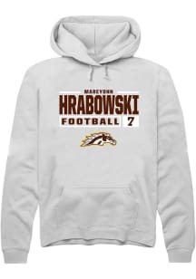 Mareyohn Hrabowski Rally Mens White Western Michigan Broncos NIL Stacked Box Hooded Sweatshirt