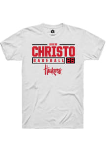 Drew Christo White Nebraska Cornhuskers NIL Stacked Box Short Sleeve T Shirt