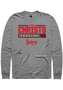 Drew Christo Rally Mens Graphite Nebraska Cornhuskers NIL Stacked Box Tee