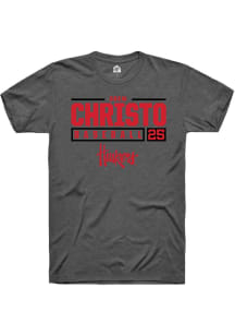 Drew Christo Dark Grey Nebraska Cornhuskers NIL Stacked Box Short Sleeve T Shirt