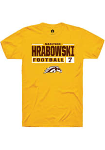 Mareyohn Hrabowski Gold Western Michigan Broncos NIL Stacked Box Short Sleeve T Shirt