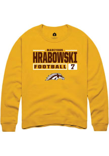 Mareyohn Hrabowski Rally Mens Gold Western Michigan Broncos NIL Stacked Box Crew Sweatshirt