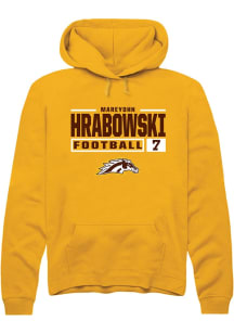 Mareyohn Hrabowski Rally Mens Gold Western Michigan Broncos NIL Stacked Box Hooded Sweatshirt