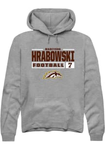 Mareyohn Hrabowski Rally Mens Grey Western Michigan Broncos NIL Stacked Box Hooded Sweatshirt