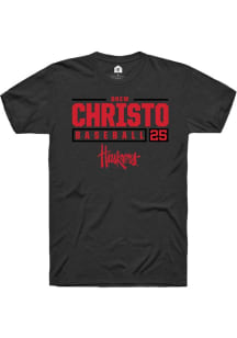 Drew Christo Black Nebraska Cornhuskers NIL Stacked Box Short Sleeve T Shirt