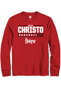 Drew Christo Rally Mens Red Nebraska Cornhuskers NIL Stacked Box Tee