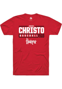 Drew Christo Red Nebraska Cornhuskers NIL Stacked Box Short Sleeve T Shirt