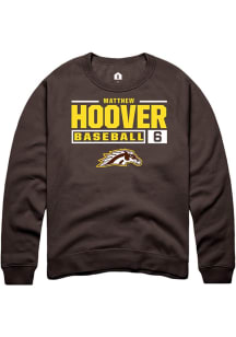 Matthew Hoover Rally Mens Brown Western Michigan Broncos NIL Stacked Box Crew Sweatshirt