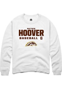 Matthew Hoover Rally Mens White Western Michigan Broncos NIL Stacked Box Crew Sweatshirt