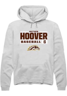 Matthew Hoover Rally Mens White Western Michigan Broncos NIL Stacked Box Hooded Sweatshirt