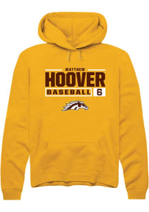 Matthew Hoover Rally Mens Gold Western Michigan Broncos NIL Stacked Box Hooded Sweatshirt