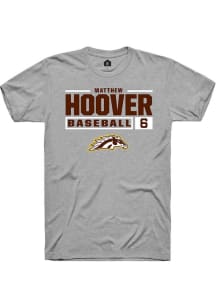 Matthew Hoover Grey Western Michigan Broncos NIL Stacked Box Short Sleeve T Shirt