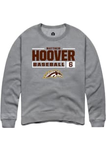 Matthew Hoover Rally Mens Grey Western Michigan Broncos NIL Stacked Box Crew Sweatshirt