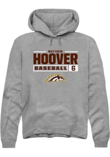 Matthew Hoover Rally Mens Grey Western Michigan Broncos NIL Stacked Box Hooded Sweatshirt