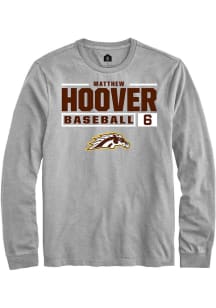 Matthew Hoover Rally Mens Grey Western Michigan Broncos NIL Stacked Box Tee