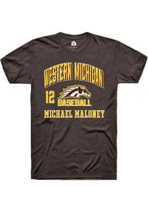 Michael Maloney Brown Western Michigan Broncos NIL Arch Logo Short Sleeve T Shirt