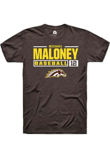 Michael Maloney Brown Western Michigan Broncos NIL Stacked Box Short Sleeve T Shirt