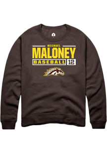 Michael Maloney Rally Mens Brown Western Michigan Broncos NIL Stacked Box Crew Sweatshirt