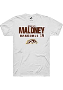 Michael Maloney White Western Michigan Broncos NIL Stacked Box Short Sleeve T Shirt