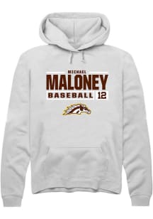 Michael Maloney Rally Mens White Western Michigan Broncos NIL Stacked Box Hooded Sweatshirt