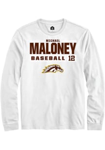 Michael Maloney Rally Mens White Western Michigan Broncos NIL Stacked Box Tee