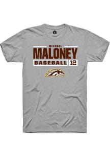 Michael Maloney Grey Western Michigan Broncos NIL Stacked Box Short Sleeve T Shirt