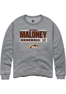 Michael Maloney Rally Mens Grey Western Michigan Broncos NIL Stacked Box Crew Sweatshirt