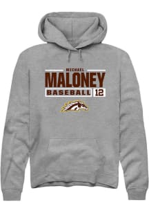 Michael Maloney Rally Mens Grey Western Michigan Broncos NIL Stacked Box Hooded Sweatshirt