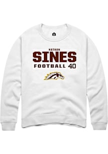 Nathan Sines  Rally Western Michigan Broncos Mens White Football NIL Stacked Box Long Sleeve Crew..