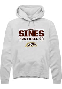 Nathan Sines  Rally Western Michigan Broncos Mens White Football NIL Stacked Box Long Sleeve Hoodi..
