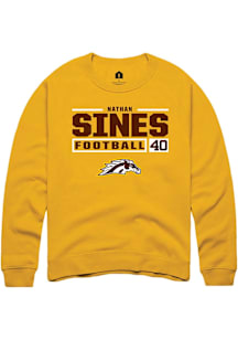 Nathan Sines  Rally Western Michigan Broncos Mens Gold Football NIL Stacked Box Long Sleeve Crew S..