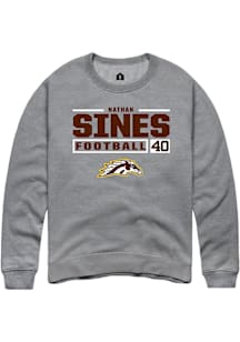 Nathan Sines  Rally Western Michigan Broncos Mens Grey Football NIL Stacked Box Long Sleeve Crew S..