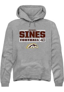Nathan Sines  Rally Western Michigan Broncos Mens Grey Football NIL Stacked Box Long Sleeve Hoodie