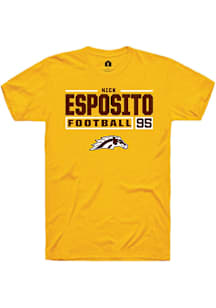 Nick Esposito  Western Michigan Broncos Gold Rally Football NIL Stacked Box Short Sleeve T Shirt