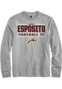 Nick Esposito  Western Michigan Broncos Grey Rally Football NIL Stacked Box Long Sleeve T Shirt