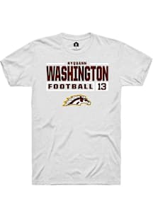 Nyquann Washington  Western Michigan Broncos White Rally Football NIL Stacked Box Short Sleeve T S..
