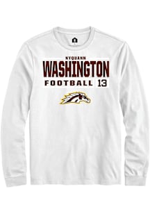 Nyquann Washington  Western Michigan Broncos White Rally Football NIL Stacked Box Long Sleeve T Sh..