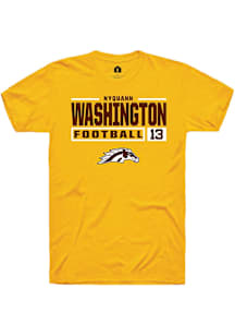 Nyquann Washington  Western Michigan Broncos Gold Rally Football NIL Stacked Box Short Sleeve T Sh..