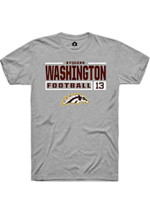 Nyquann Washington  Western Michigan Broncos Grey Rally Football NIL Stacked Box Short Sleeve T Sh..
