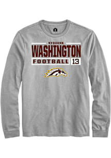 Nyquann Washington  Western Michigan Broncos Grey Rally Football NIL Stacked Box Long Sleeve T Shi..