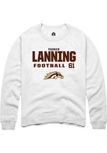 Parker Lanning Rally Mens White Western Michigan Broncos NIL Stacked Box Crew Sweatshirt