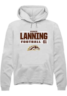 Parker Lanning Rally Mens White Western Michigan Broncos NIL Stacked Box Hooded Sweatshirt