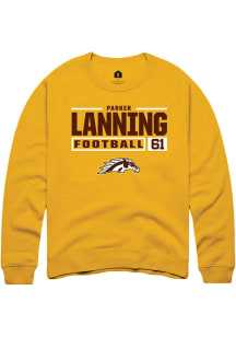 Parker Lanning Rally Mens Gold Western Michigan Broncos NIL Stacked Box Crew Sweatshirt