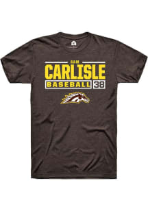 Sam Carlisle Brown Western Michigan Broncos NIL Stacked Box Short Sleeve T Shirt