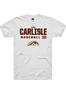 Sam Carlisle White Western Michigan Broncos NIL Stacked Box Short Sleeve T Shirt