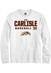 Sam Carlisle Rally Mens White Western Michigan Broncos NIL Stacked Box Tee