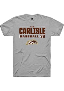 Sam Carlisle Grey Western Michigan Broncos NIL Stacked Box Short Sleeve T Shirt