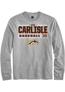 Sam Carlisle Rally Mens Grey Western Michigan Broncos NIL Stacked Box Tee